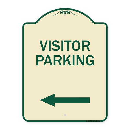 SIGNMISSION Reserved Parking Visitor Parking Arrow Pointing Left Heavy-Gauge Alum Sign, 24" x 18", TG-1824-23024 A-DES-TG-1824-23024